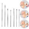 Stainless Steel Spiral Earpick Set Convenient Home Earpick 6-piece Earscoop Set Earpick Tool Earwax Deep Cleaning Earware for Children and Adults