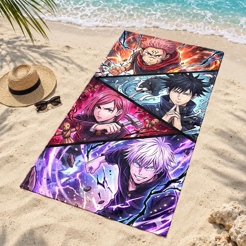 Jujutsu Kaisen Microfiber Beach Towel Quick Dry Sand Free Lightweight Beach Towels for Travel Swimming Camping