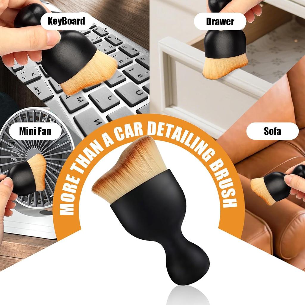 Microfiber Car Detailing Brush – Dual Use for Wet & Dry Cleaning, Soft Bristles Interior Duster for Dashboard, Air Vents, Leather Seats, and Home