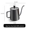 Yuzhuxun 350 мл Черный Чайник для заваривания кофе pour-over из нержавеющей стали 304 с длинным носиком