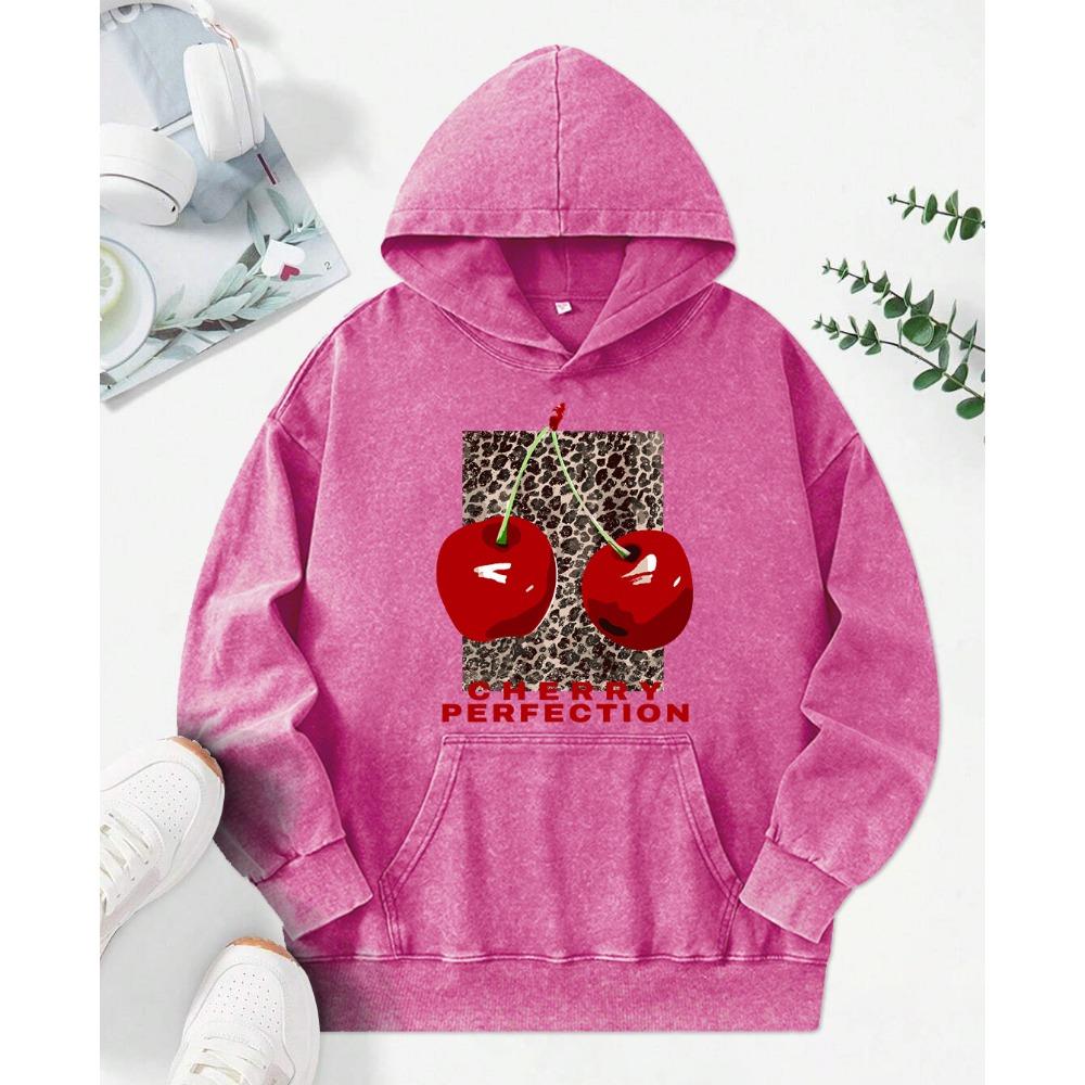 Модные женские худи с принтом «Леопард и вишня — совершенство», многоцветные, свободные, уличная одежда, женская одежда