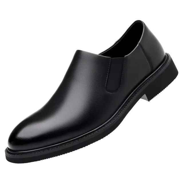 Fashion 2024 Versatile Men's Shoes Outdoor Office Men's Casual Shoes Solid Pointed Toe Slip On Low-heeled Non Slip Fashion Leather Shoes