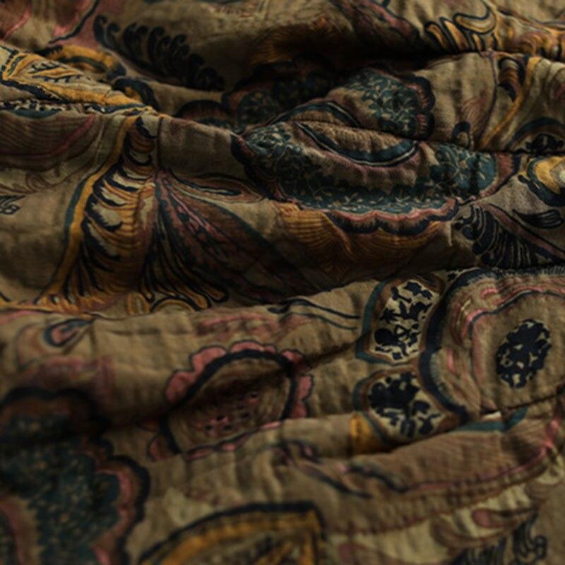 Johnature Женская стеганая юбка с цветочным принтом и мягкой подкладкой, винтажная одежда из смешанного хлопка с эластичной резинкой на талии, осенне-зимние юбки с карманами