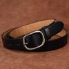 Women'S Leather Pin Buckle Belt, Two-Layer Cowhide Silver Buckle Belt, Casual Matching, Jeans Belt Trendy
