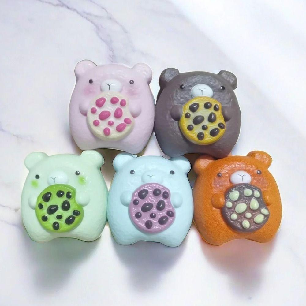 Silicone Squeeze Bear Cookie Toy TPR Nurse Cookie Pinch Toy Safe Bear Slow Rebound Toy Adults