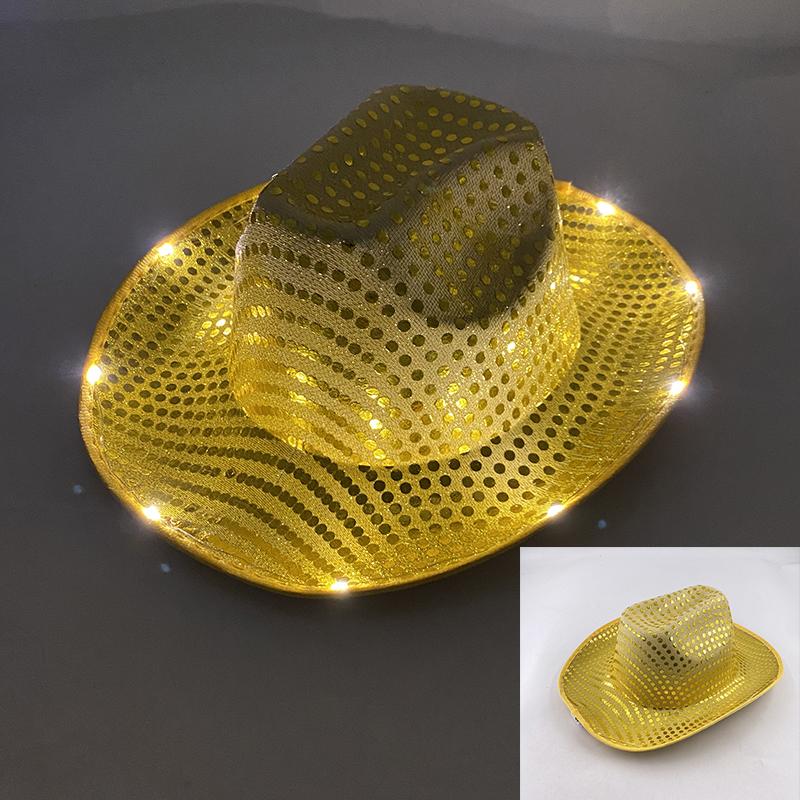 Wireless LED Western Cowboy Hat Light Up Cowboy Hat Disco Bride Pink Cowgirl Hat Concert NightClub Wedding Costumes Accessories