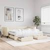 Extendable Daybed with Drawers Cream 90x200 cm Fabric