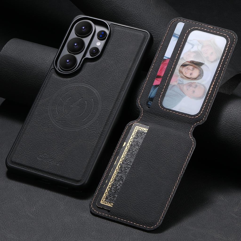 Leather Phone Case for Samsung Galaxy S26 Ultra S25 S24 Plus S23 S22 Note20U Magnet Wireless Charging Card Slot Wallet Cover