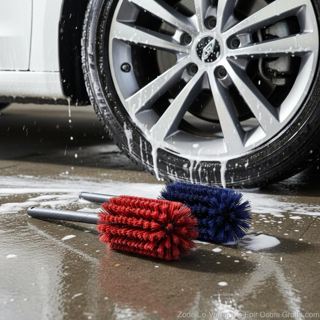 Professional Automotive Wheel Care Tool Car Rim Scrub Brush Deep Gap Cleaning Wheel Hub Brush with Flexible Fiber Bristles
