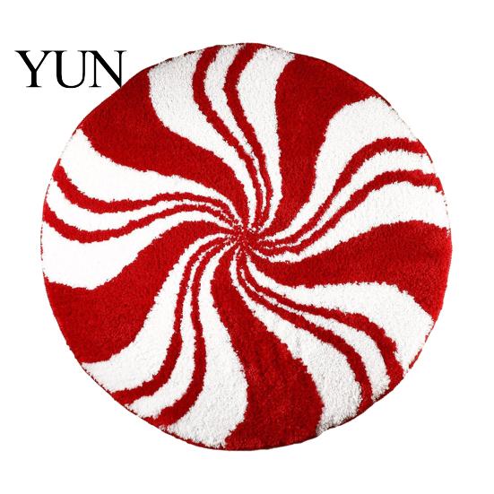 Indoor Holiday Decoration Round Christmas Rug, 39" Imitation Cashmere Santa Snowflake Pattern, Winter Home Decor Area Rug for Living Room Bedroom