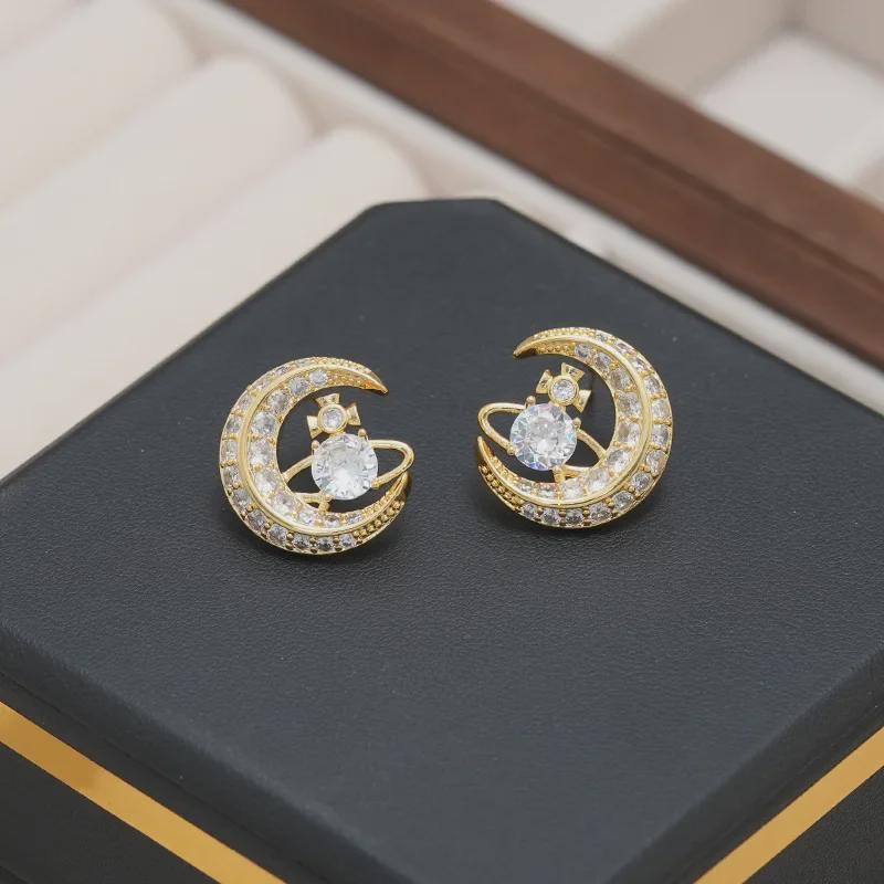 Серьги с цирконом Сатурна вдовствующей императрицы Цыси: Элегантный французский ретро-дизайн с серебряной иглой