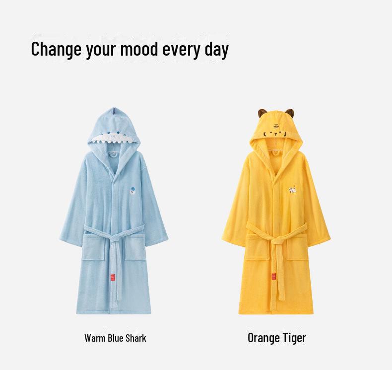 Комплект халатов с капюшоном для родителей и детей Sanli - полотенца из кораллового флиса для детей и взрослых