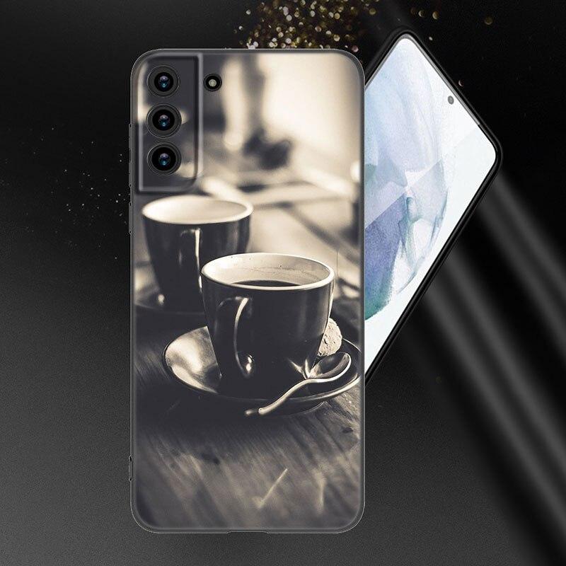 Чехол для телефона Coffee Wine Cup для Samsung Galaxy S20 S21 FE S22 Ultra S10 Lite S10E S9 S8 Plus S7 Edge из мягкого ТПУ черного цвета