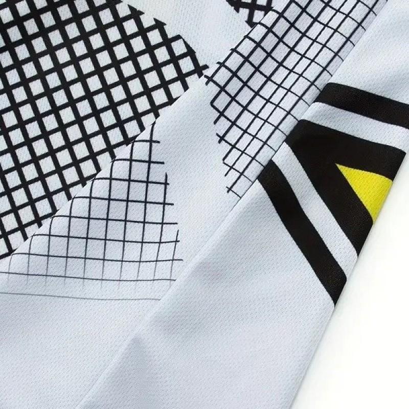 Mens Black Yellow White Colorblock V-Neck Long Sleeve T-Shirt With Star Print Outdoor Activities Running Gym Cycling