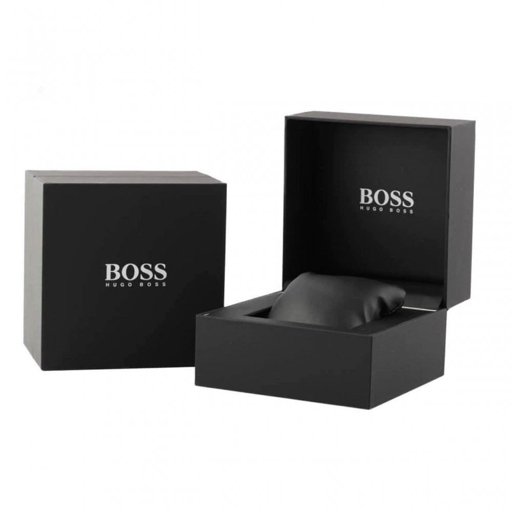 Hugo Boss 1513762 men's watch Silver strap Black dial 44 mm + box
