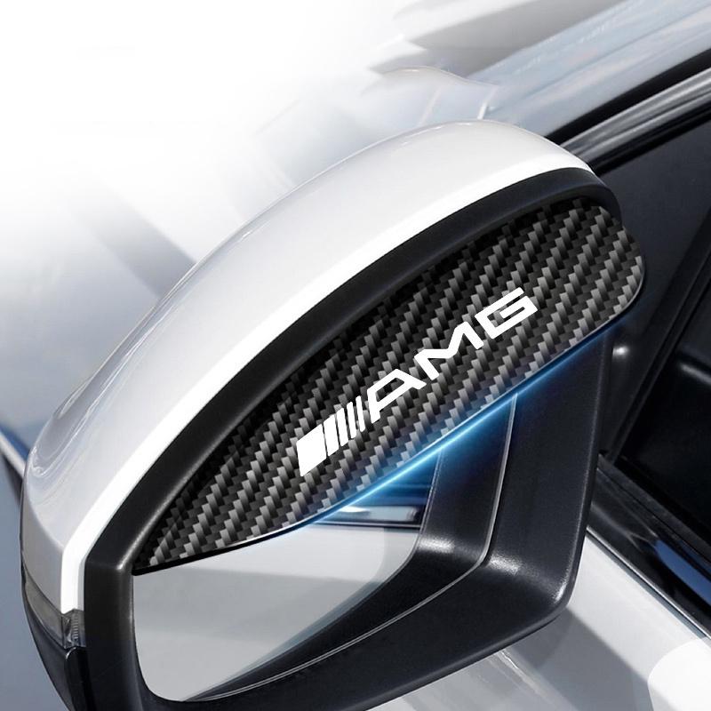 2pcs Carbon Fiber Car Rearview Mirror Rain Eyebrow Sticker For Mercedes Benz AMG W203 A180 A200 B180 W213 W212 W204 W205 W211 AS0