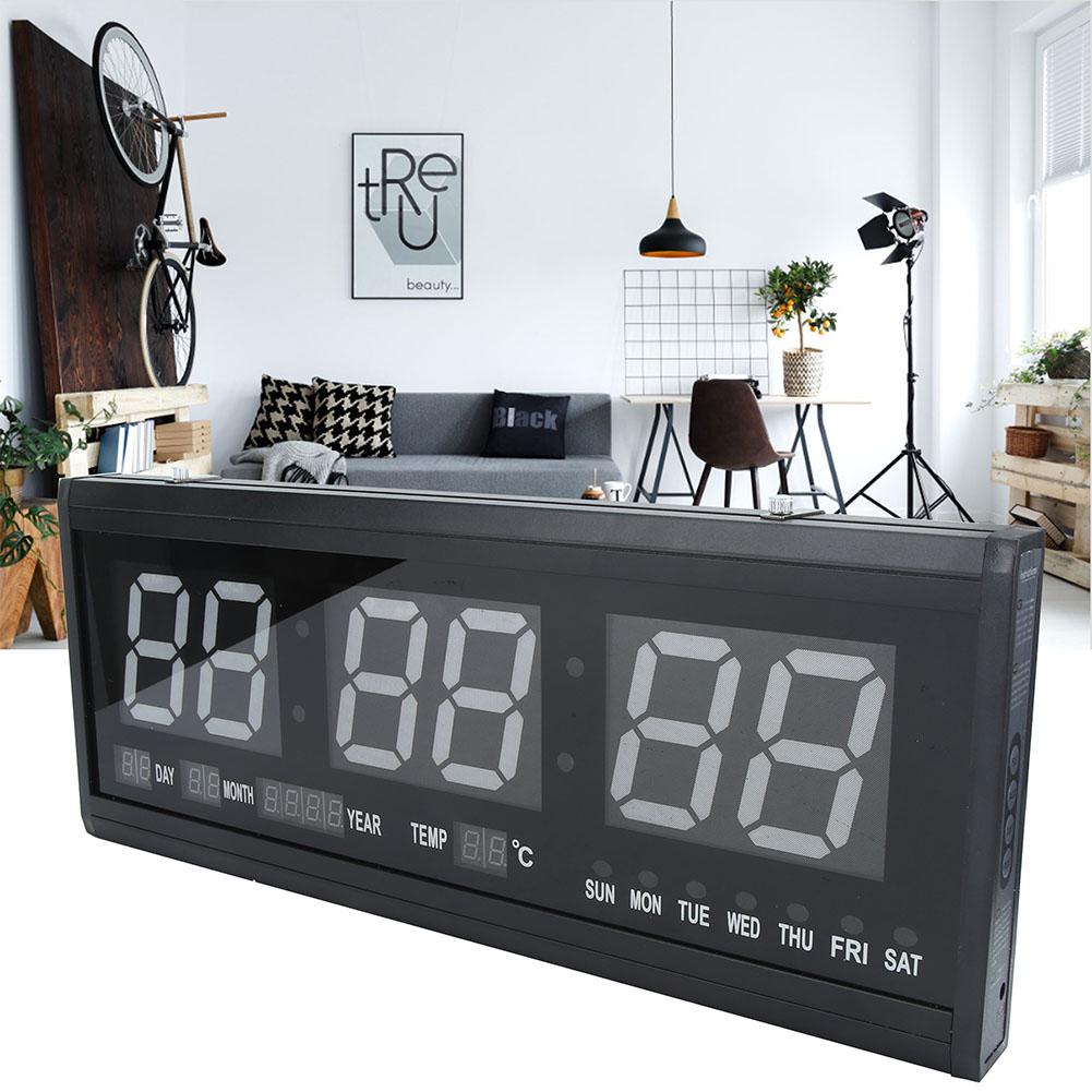 Led Wall Clock Green Digital Large Big Jumbo LED Wall Timer Clock With Calendar Temperat
