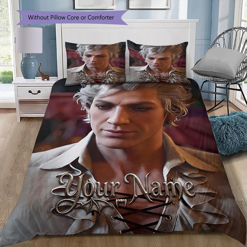 Astarion Ancunin Gothic Romance Custom Name Pattern Bedding Quilt Set Quilt Cover Pillowcase Home Birthday Gift(1 * duvet cover + 2 * pillowcase, with