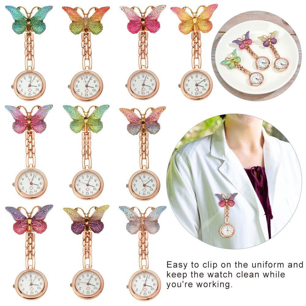 Gift Doctor Pendant Butterfly Shape Nurse Watch Quartz Clock Pocket Watch