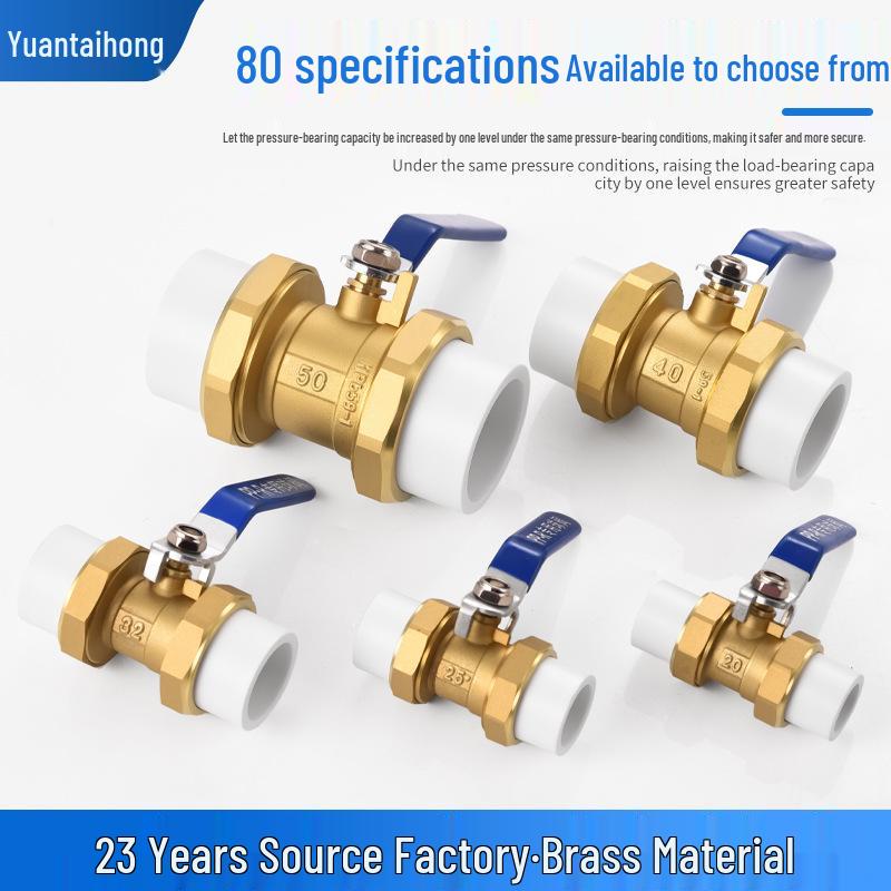 4-Point Straight-Through Brass PPR Double-Head Union Ball Valve Switch