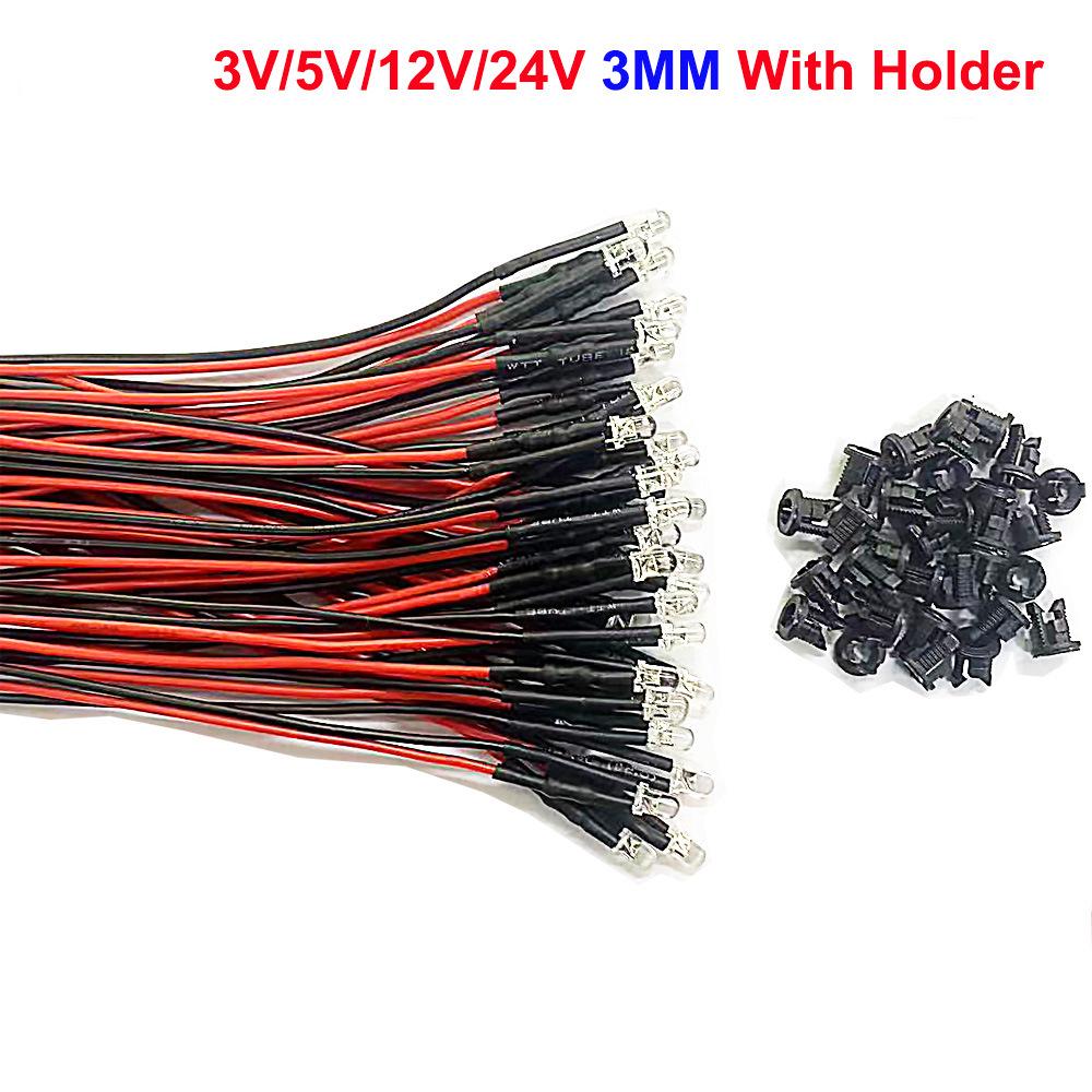 3.5MM Straw Hat LED Beads: High Brightness Indicator Light Bulbs for Architectural Models (3V, 5V, 12V, 24V; Yellow, Red, Green)