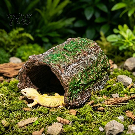 Reptile Supplies for Tanks Hideout Cave, Tree Trunk Gecko Lizard Realistic Arched Habitat Decoration Bark Hideaway Spiders Tortoises Tank Terrarium