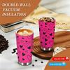 Pink Heart Pattern Stainless Steel Insulated Coffee Tumbler Vacuum Travel Mug Reusable Hot Cold Beverage Cup for Office School Gift
