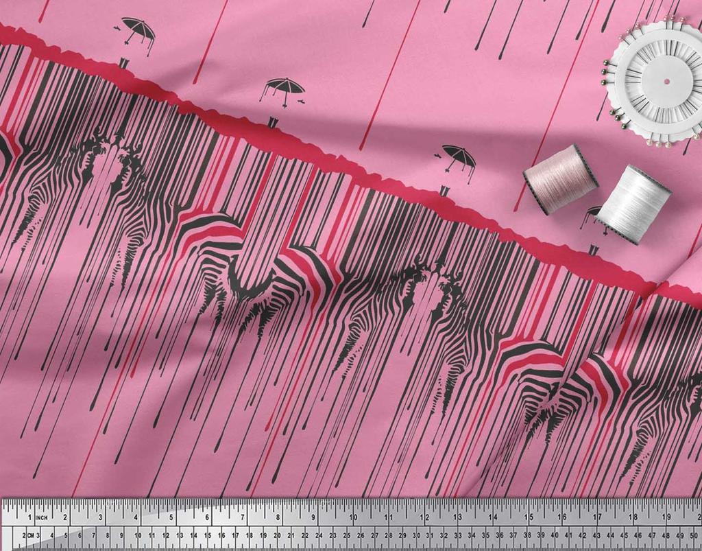 Soimoi Японский креп-сатин, ткань с принтом в виде зонтика и кожи зебры, 42 дюйма по метрам