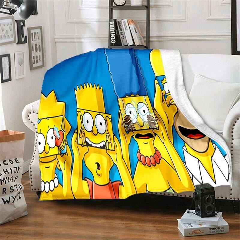 S-Симпсон Мягкий Плюшевый Диван-кровать Покрывало Мультяшное Современное Фланелевое Покрытие Одеяла Печатное Покрывало на Одеяло Подарок Пледы для Пикника