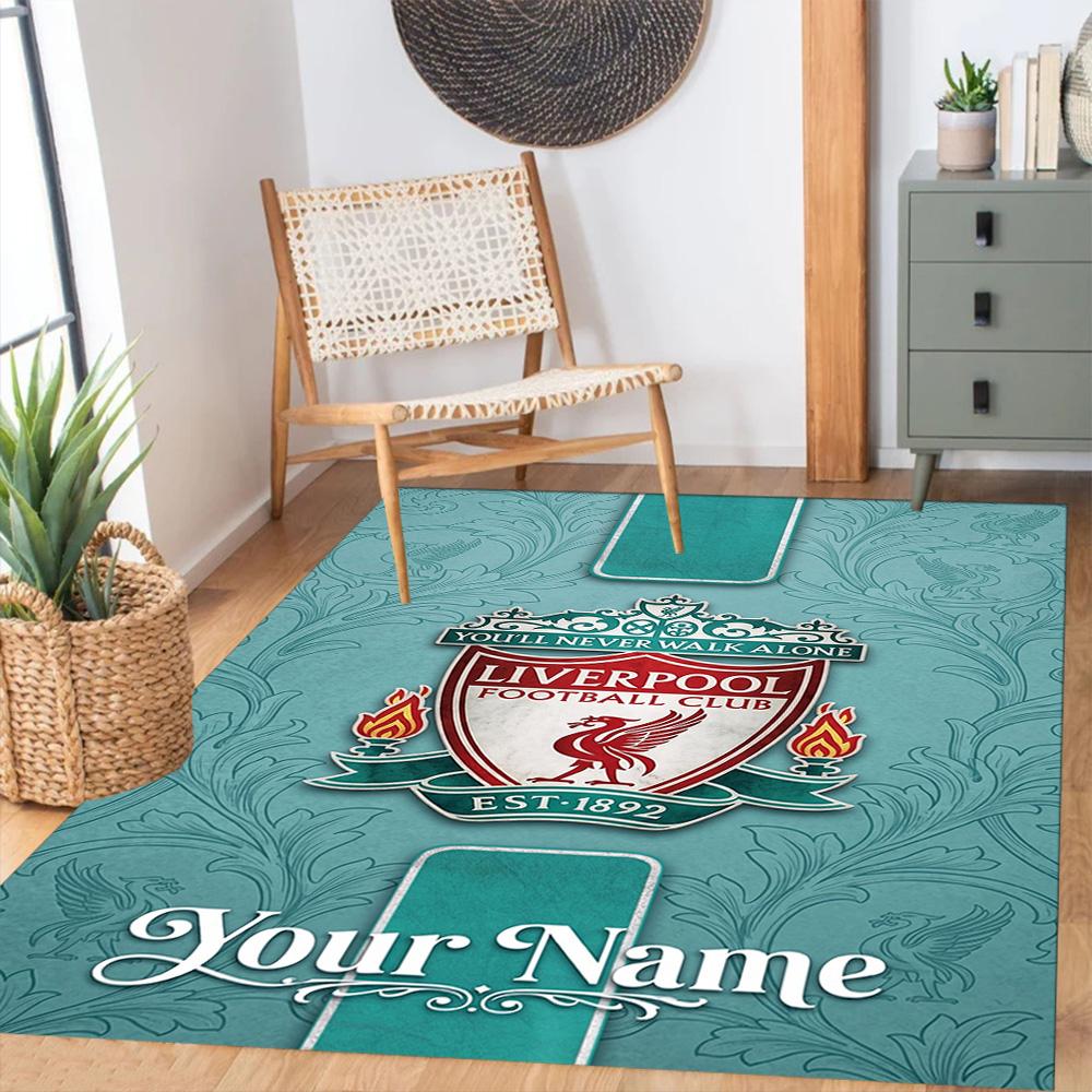 Liverpool Fc Personalized Text Area Rug Design For Bedrooms Kitchen Outdoor Playrooms Antislip Rug Office Home Decor Perfect Gift For Womenmen