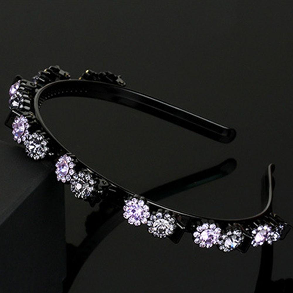 artifact Rhinestone Multi-storey Toothed Clip Weave Head Hoop Styling Tool Black Braided Hair Clip