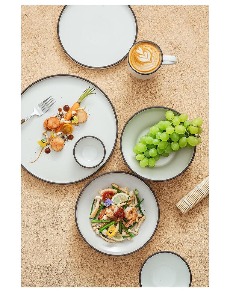 Винтажный французский матовый керамический набор посуды - Элегантные тарелки для дома или ресторана