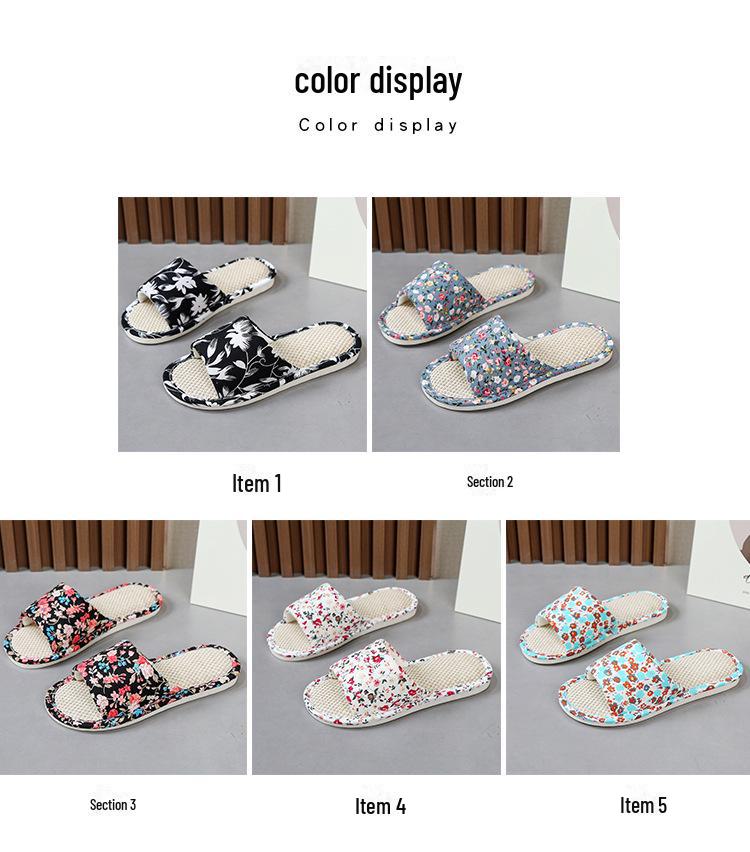 Бесшумные льняные сандалии: Нескользящая домашняя обувь из хлопка и льна для пар - толстая подошва, дезодорирующие, летние тапочки унисекс