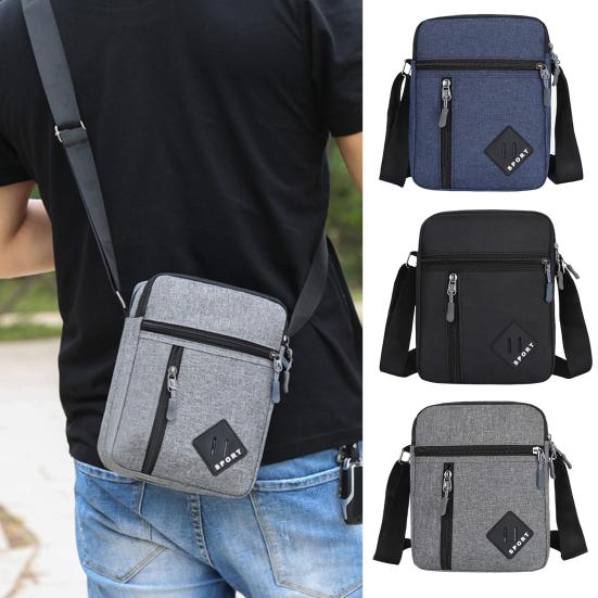 Men Messenger Bag Adjustable Strap Large Capacity Sling Pack Multi Pockets Waterproof Crossbody Shoulder Bag Satchel