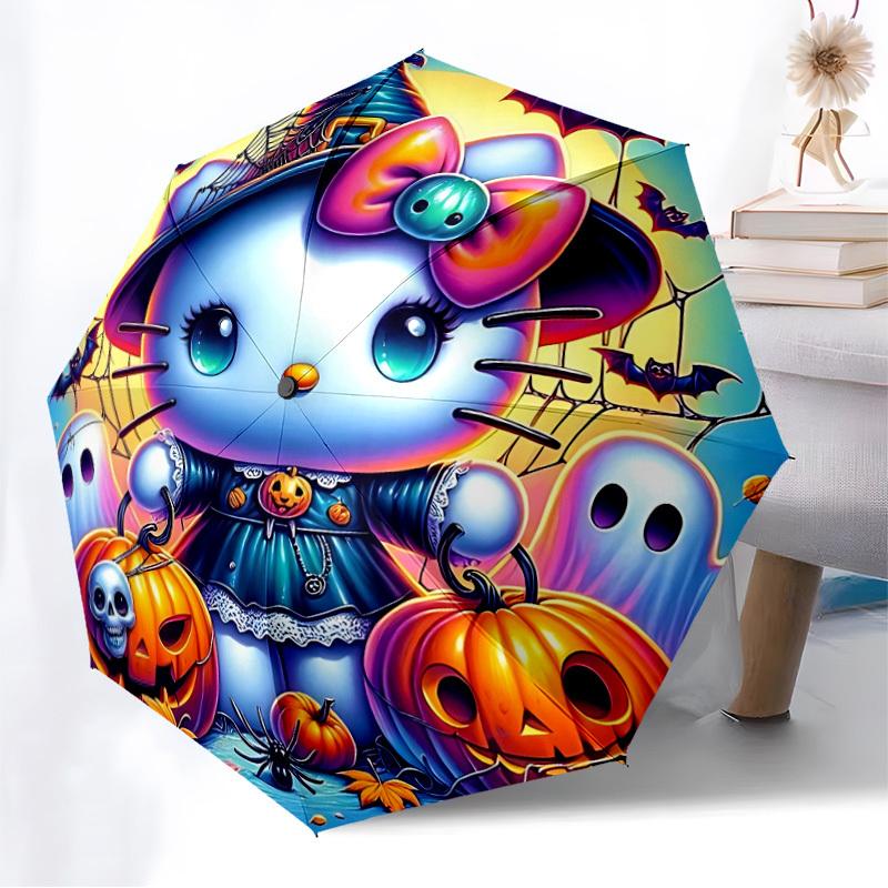 1pc Halloween Hello Kitty Automatic Open/Close Umbrella, Lightweight Design for Everyone, Halloween & Christmas Gifts - Ideal for Daily, Formal, Party
