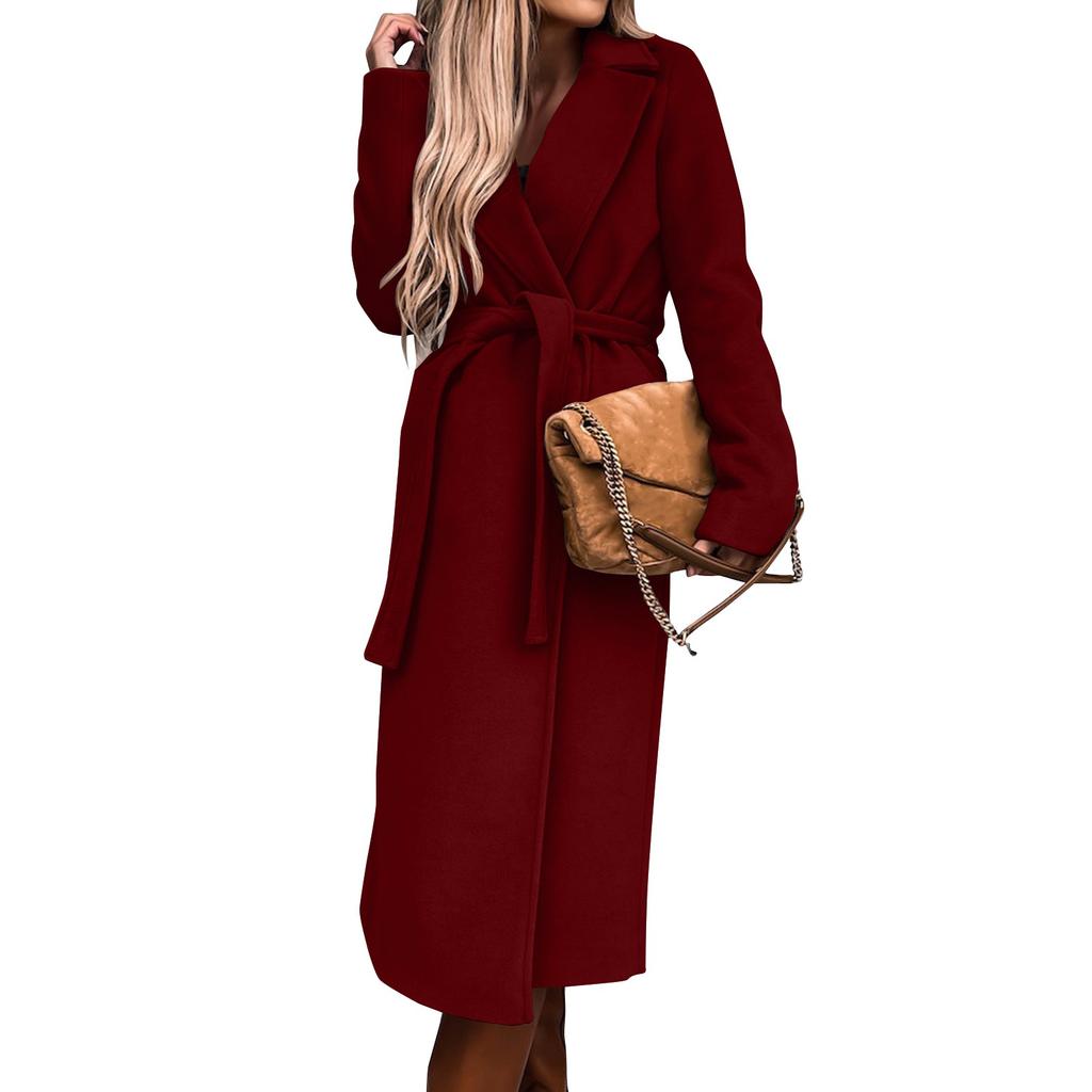 Women's Fashion Casual Hundred Lapel Coat Solid Color Long Sleeve Jacket