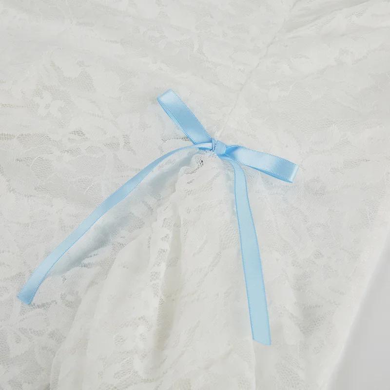 2024 Elegant Lace Slit Skirt with Bowknot & Ruffles