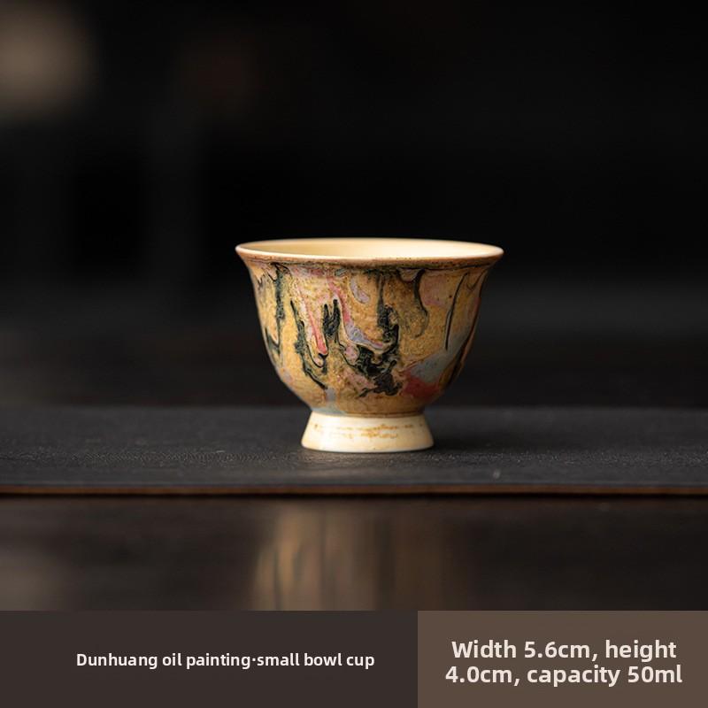 Дуньхуанская масляная живопись ручной работы, чашка для чая, обожженная на дровах, личная специальная ретро мастер-чашка, чашка для чая, высококачественная керамическая чашка, подарок