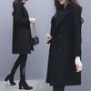 Women's Black Hepburn Wool Coat - Slim, Medium/Long, Thickened, with Pockets, 2021 Autumn/Winter Collection