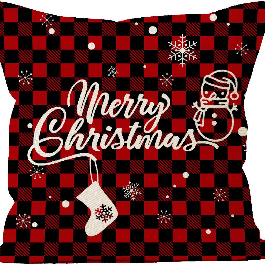 Checkered Christmas Pattern Throw Pillow Cover With Short Plush Print Living Room Sofa Decoration Cushion Cover Pillow Covers