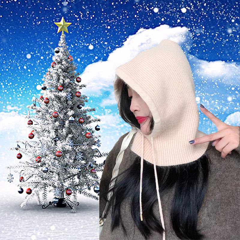 Вязаный шарф из кроличьей шерсти, шапка с капюшоном, женские кашемировые шапочки, теплая зимняя Балаклава унисекс, нагрудник для катания на лыжах, шерстяной чепчик на открытом воздухе, оптовая продажа