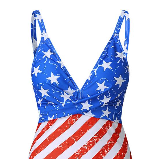 Женский монокини с глубоким V-образным вырезом без рукавов с высокой талией, цельный бикини с принтом, слинг, пляжный купальник для отдыха