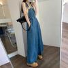 Women's Autumn 2025 Denim Dress: Age-Reducing, Slimming, Loose Fit, Long Blue Overalls