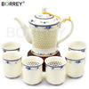 Керамический фарфоровый чайный сервиз BORREY, 1 горшок, 6 чашек в подарочной коробке, Ling Long Devil's Work, цветочный чайник кунг-фу, чайник для чая Пуэр Улун
