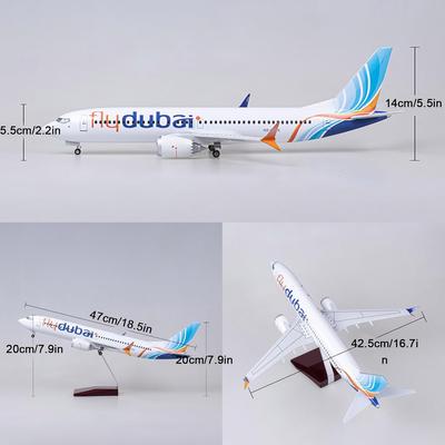 1:130 Масштаб 47СМ Модель самолета Дубай B737 Модель реактивного самолета Коллекционные смола с колесами Реплика Сувенирный самолет Игрушка детские игрушки для мальчика