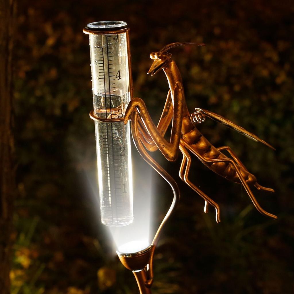 Металлическая декоративная метеостанция с солнечной подсветкой, морозостойкая, акриловая, для сада, сбор дождевой воды