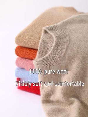 Премиальный детский свитер из чистого кашемира - Полувысокий воротник, Теплая осенне-зимняя вязка для мальчиков и девочек