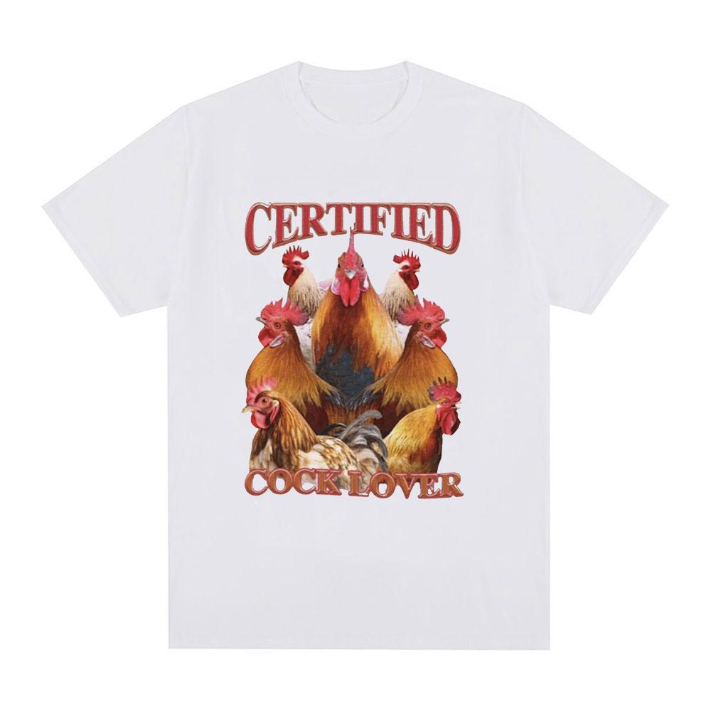 Сертифицированная футболка для любителей петухов Смешная футболка с мемом про курицу Мужская Женская 100% Хлопок Повседневная С коротким рукавом Уличная одежда Харадзюку Футболка...