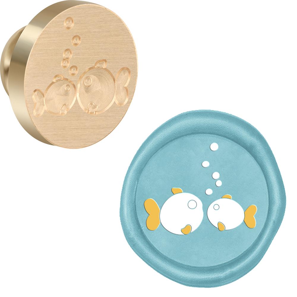 Морская жизнь тема Сургучная печать Ретро печать из сургуча Дельфин, Волновой узор Съемная латунная головка для конверта, открытки, упаковки