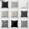 Nordic Stripes Geometric Cushions Cover  Black White Grey Polyester Pillowcase Sofa Car Home Decorative Pillow Case